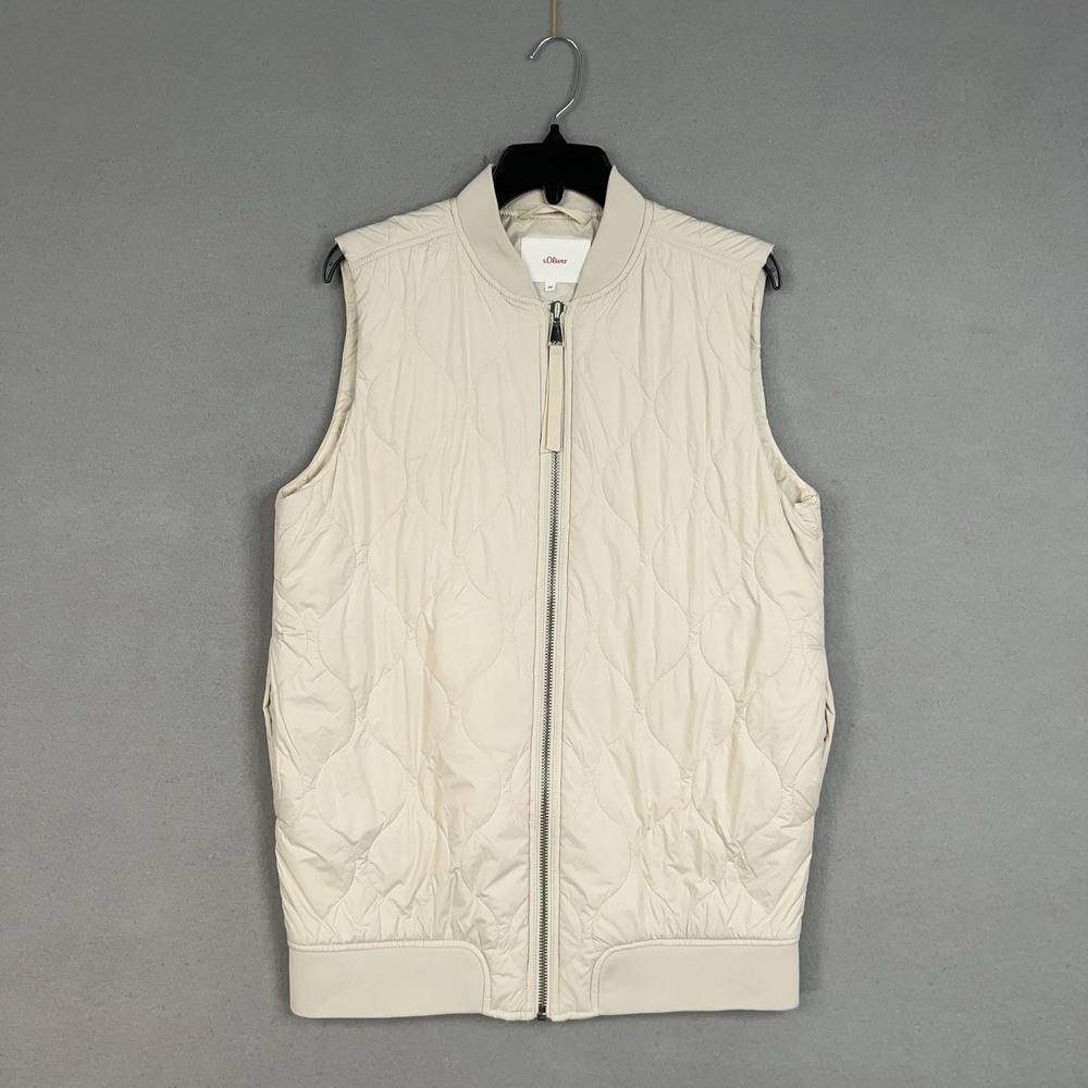 s.Oliver Vest Womens 6 Beige Quilted Puffer Minimalist Quiet Luxury Waistcoat